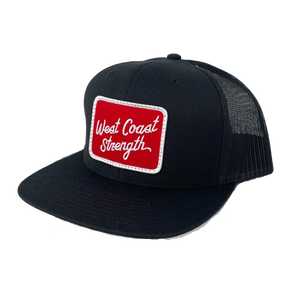 West Coast Strength Snapback Flat Bill Trucker hat - Black/Black